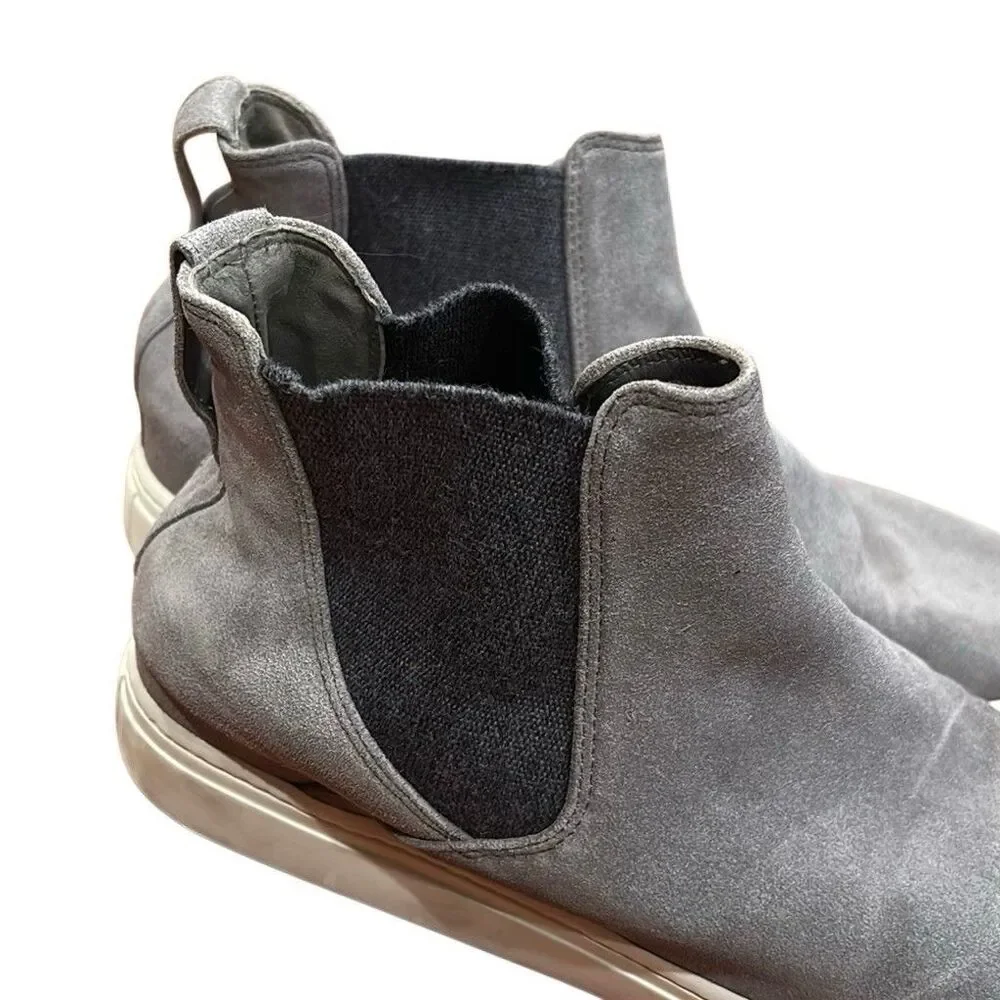 Vince Men's Gray Suede Chelsea Ankle Slip-On Boots Round Toe Pull Tab 8.5
